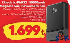 İXTECH IX-PB032 10000 MAH MAGSAFE ŞARJ POWERBANK İXTECH IX-PB032 10000 MAH MAGSAFE ŞARJ POWERBANK